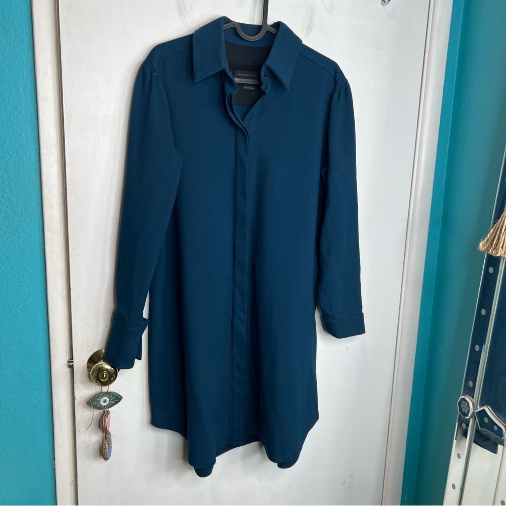 Marie Saint Pierre Teal Midi Shirt Dress
